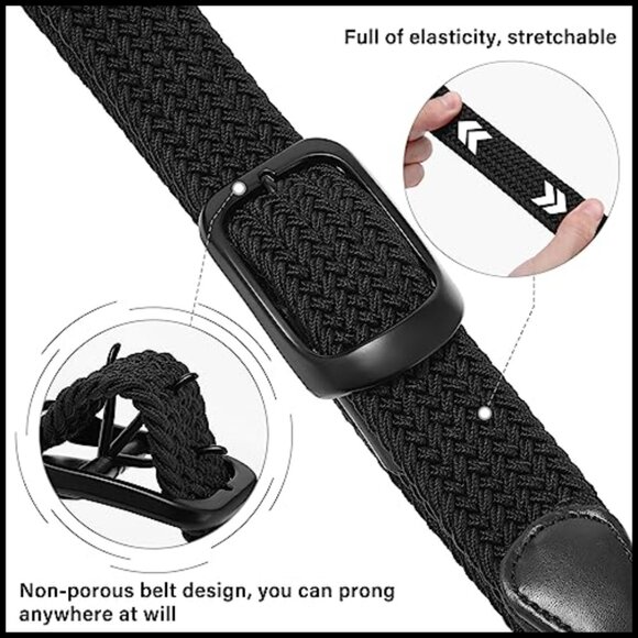 Braided Stretch Woven Fabric Belt for Jeans with Alloy Buckle main image 7